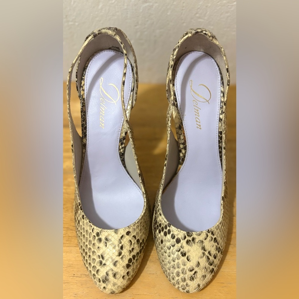 NWOB Delman Snakeskin Slingback Leather 4” Heels Women’s size 7.5